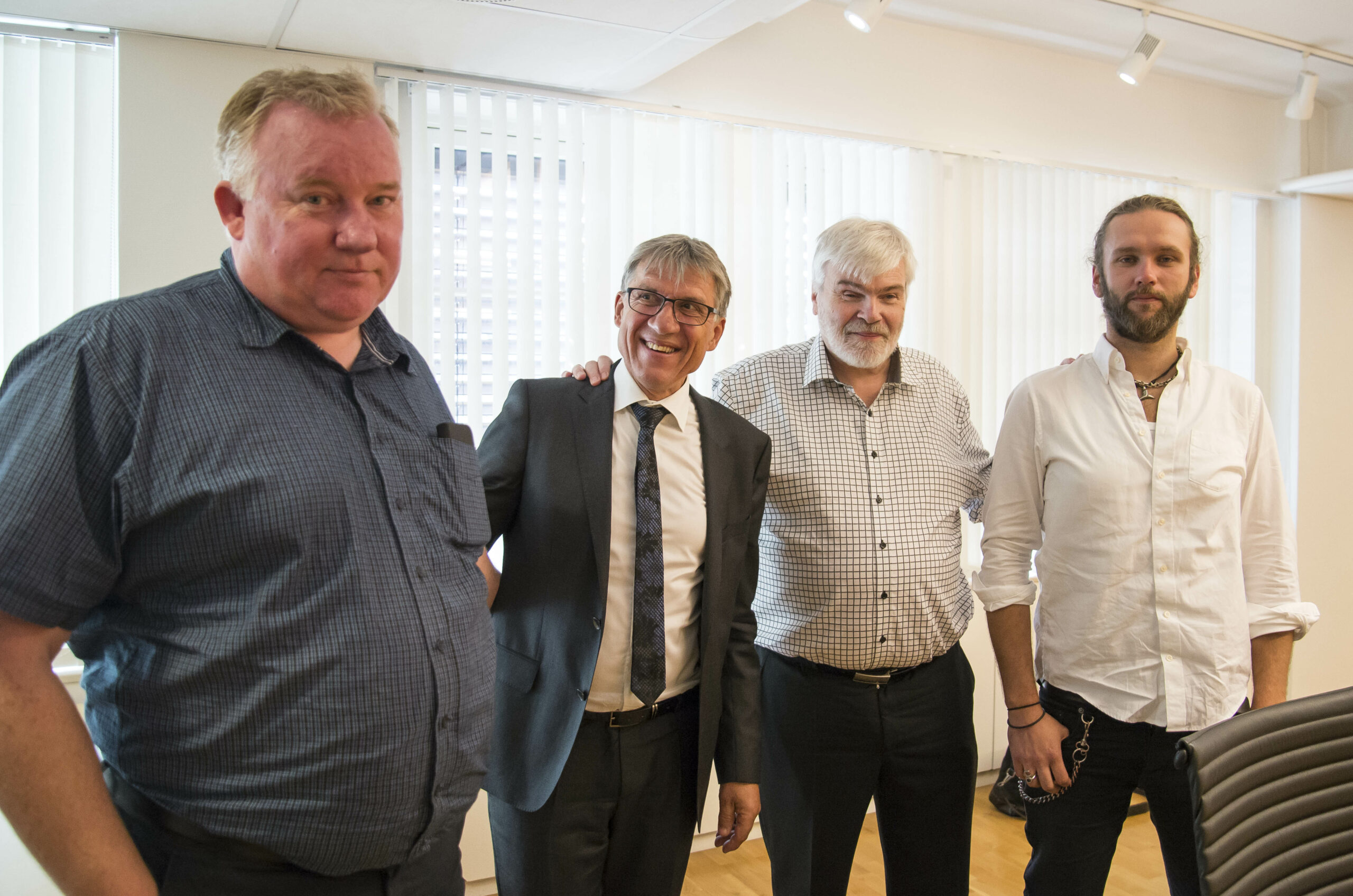 Einar Johannessen (fv), Eyvind Mossige, Leif Sande og Ommund Stokka er i Arbeidsretten. Foto: Atle Espen Helgesen