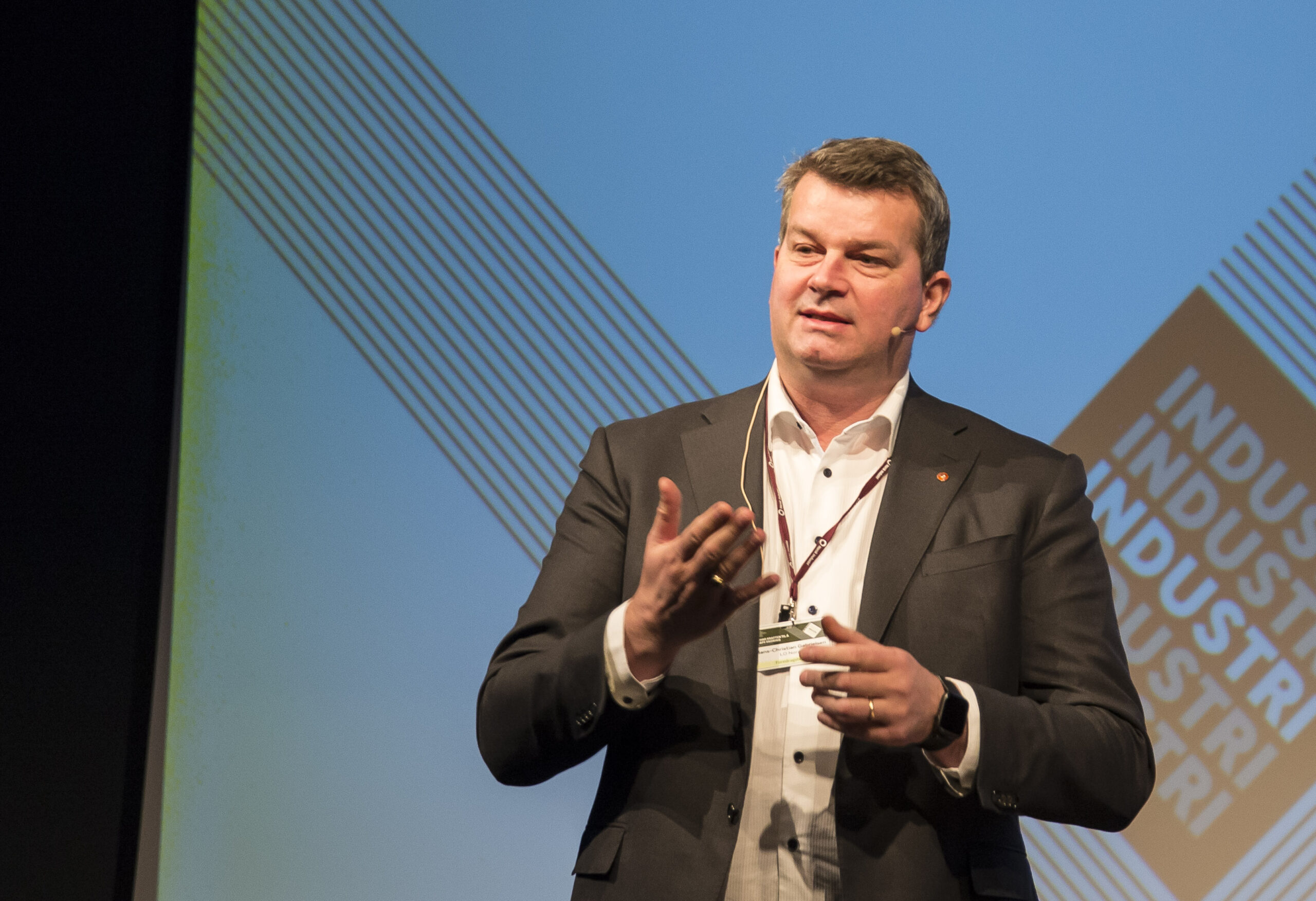 LO-leder Hans-Christian Gabrielsen innleder på Industri 2019-konferansen i Bodø. Foto: Atle Espen Helgesen